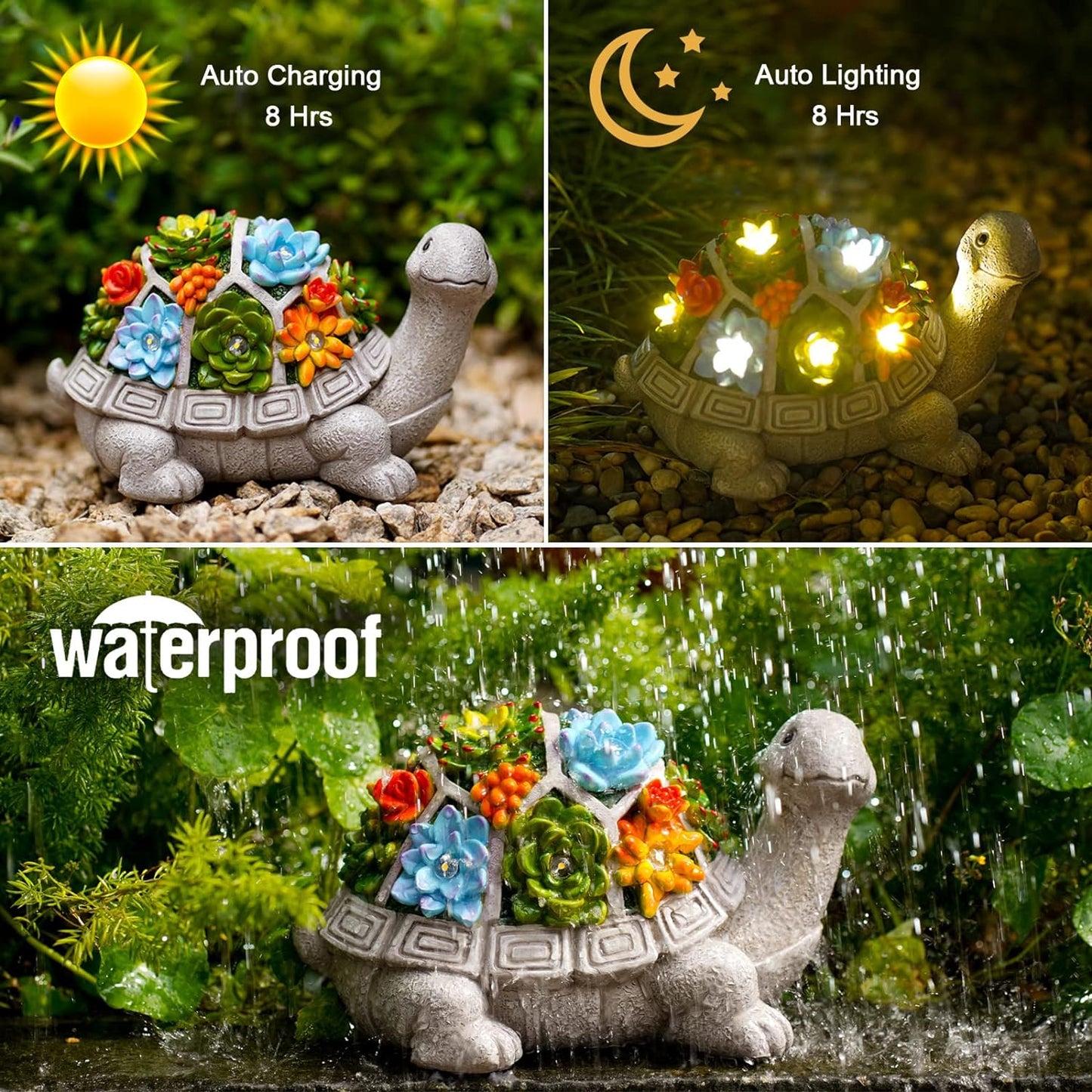 Solar Garden Outdoor Statues Turtle