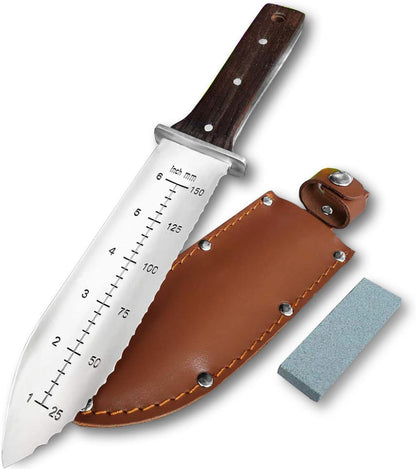 Professional Hori Hori Garden Knife with Leather Sheath