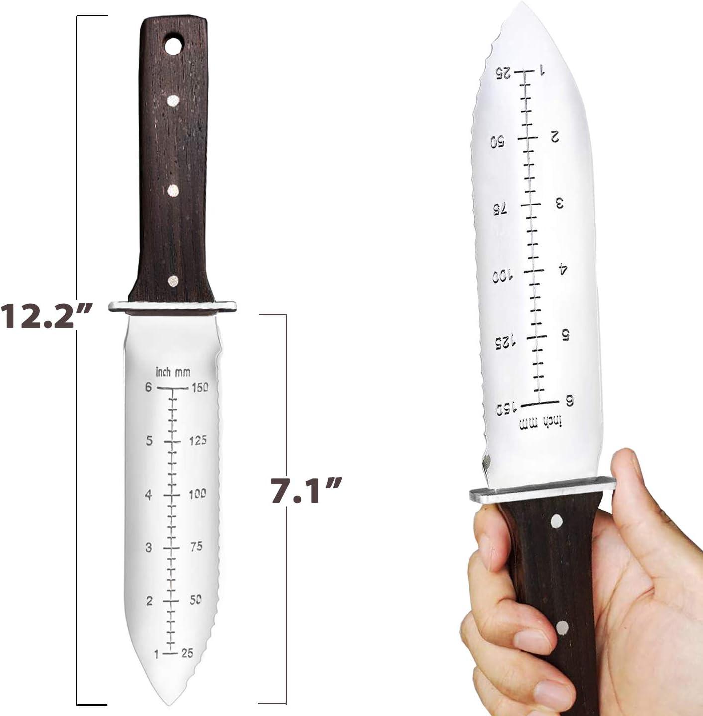 Professional Hori Hori Garden Knife with Leather Sheath