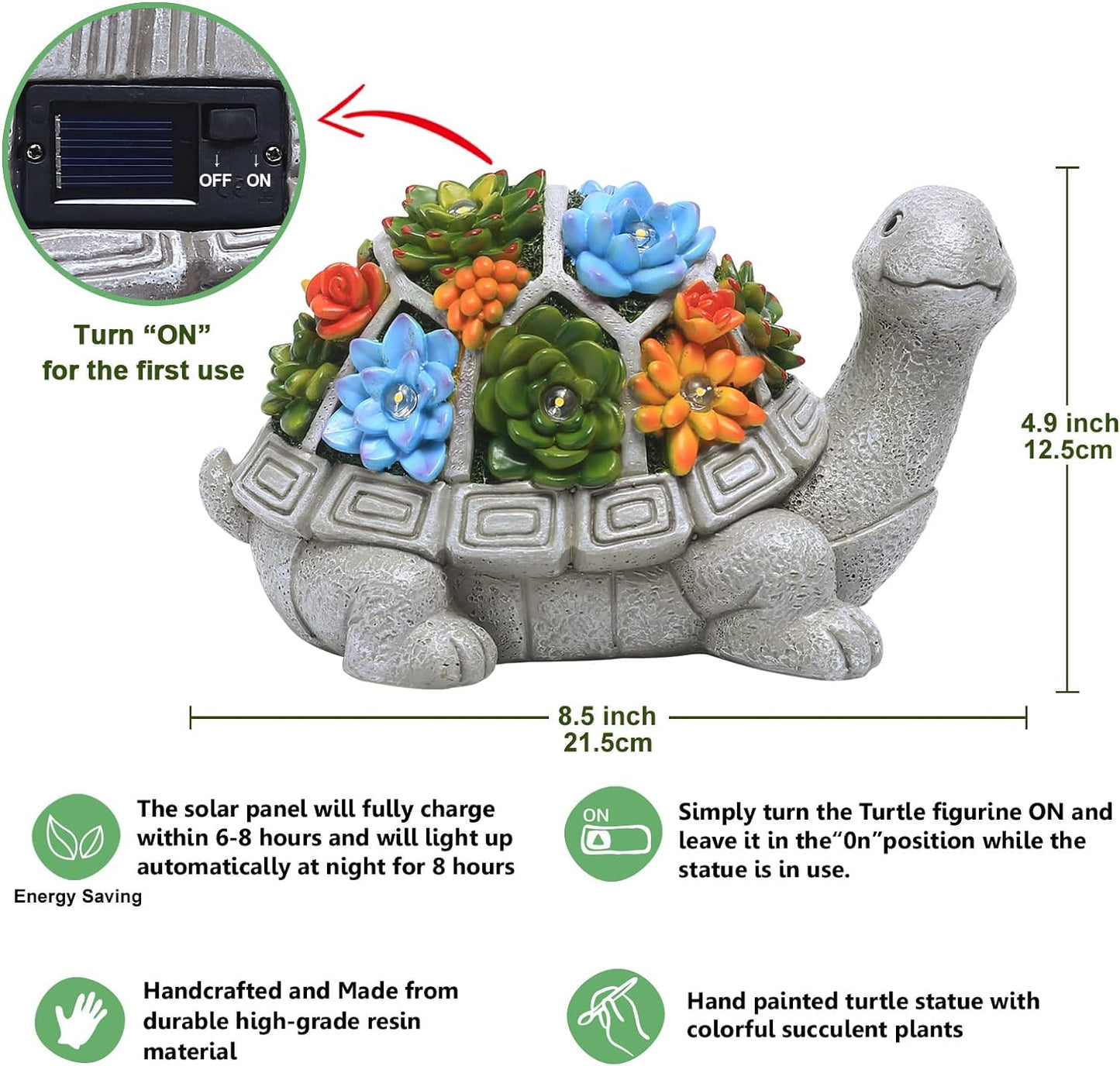 Solar Garden Outdoor Statues Turtle