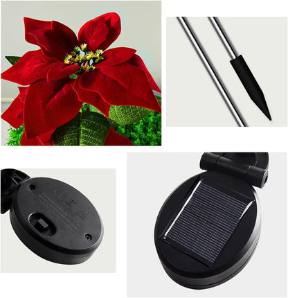 4-pack Poinsettia Solar Garden Lights • Gardenbreezy
