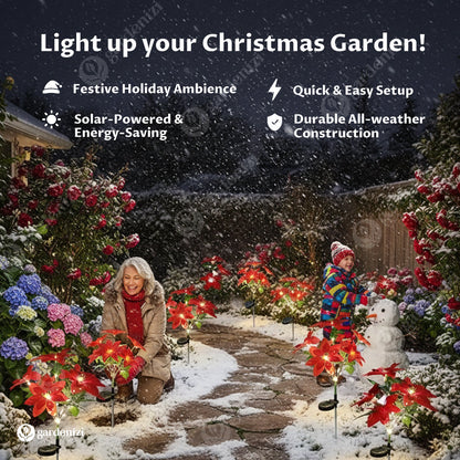 4-pack Poinsettia Solar Garden Lights • Gardenbreezy