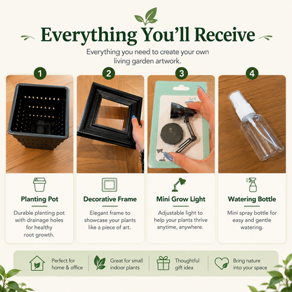 Living Garden Frame Kit – Indoor Plant Display with Grow Light