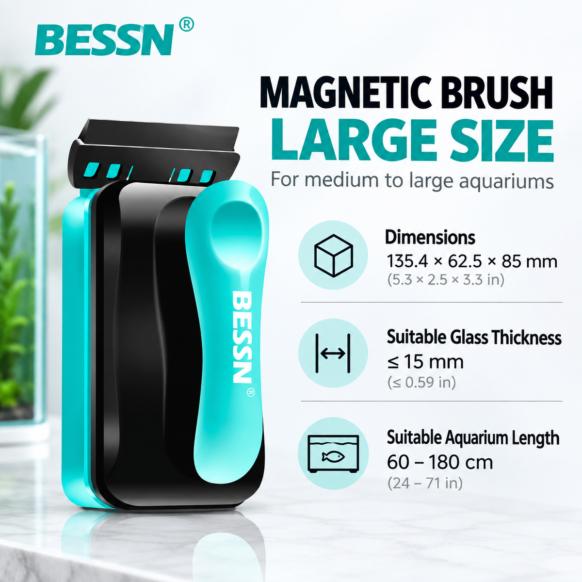 AquaGlide™ Magnetic Aquarium Glass Cleaner