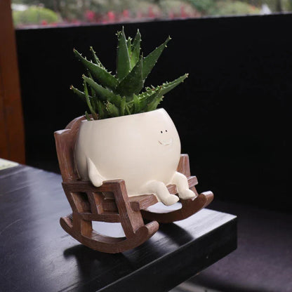 Rocking Chair Smiley Pot