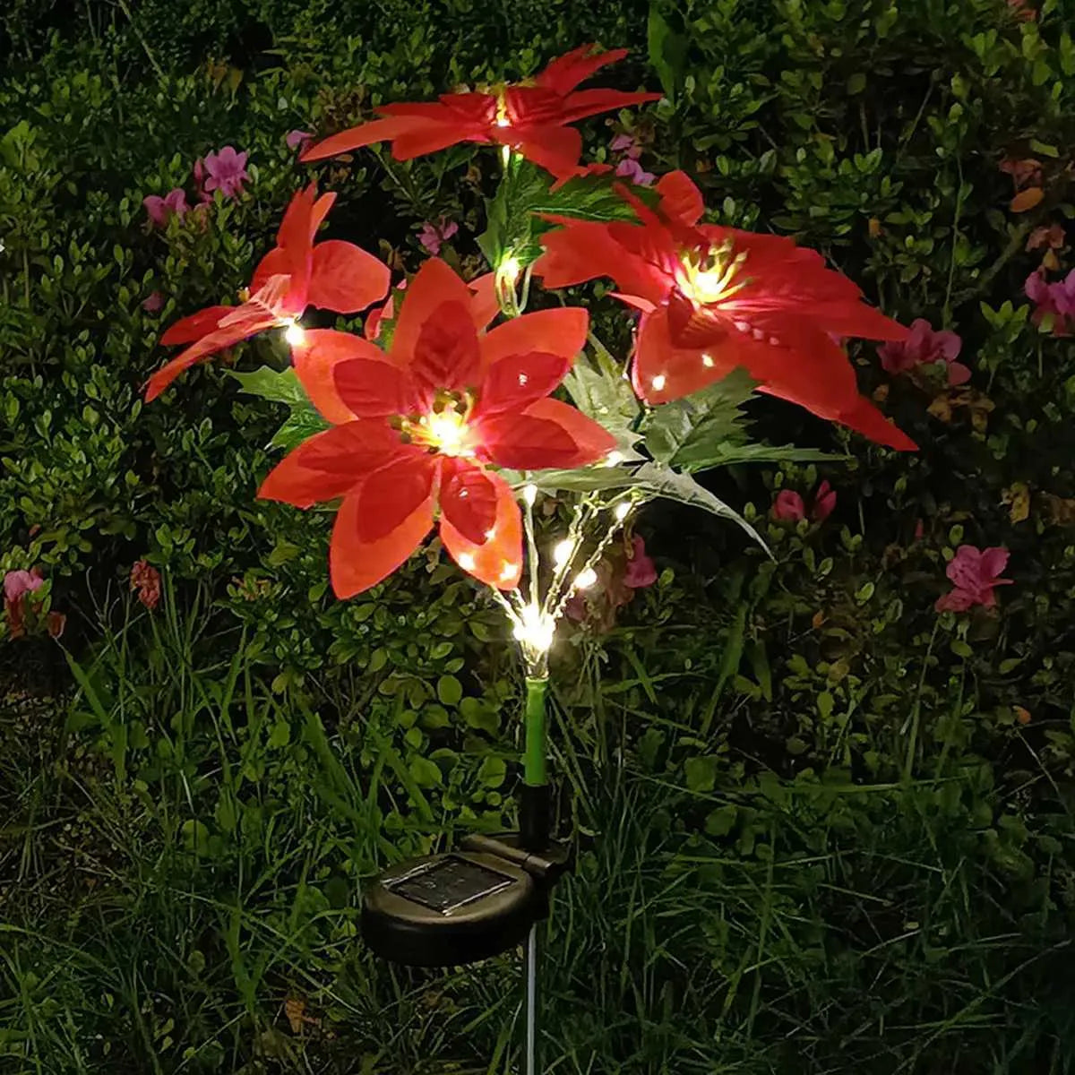 4-pack Poinsettia Solar Garden Lights • Gardenbreezy