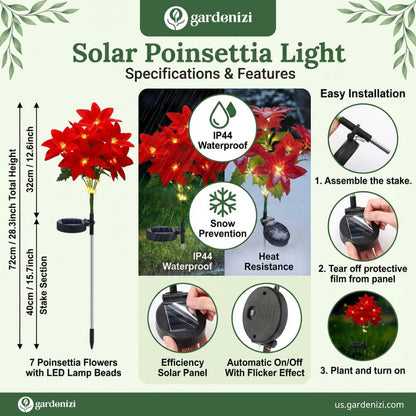 4-pack Poinsettia Solar Garden Lights • Gardenbreezy
